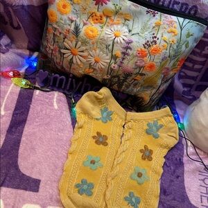 Socks And Floral Pouch Set-NWT